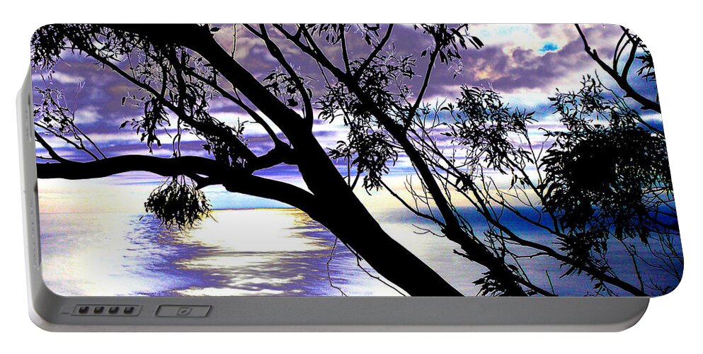 Funchal Portable Battery Charger featuring the photograph Tree in Silhouette by Tracy Winter