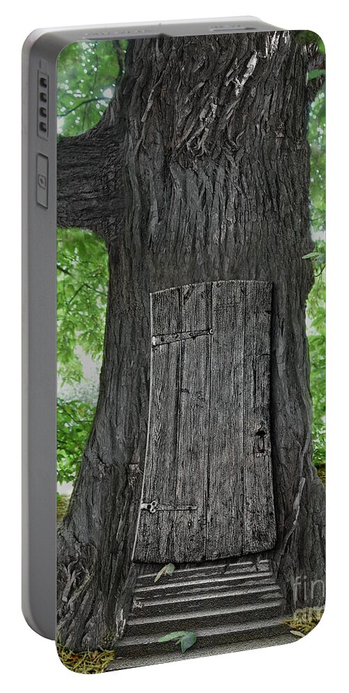 Door Portable Battery Charger featuring the photograph Treehouse Door by Mike Agliolo