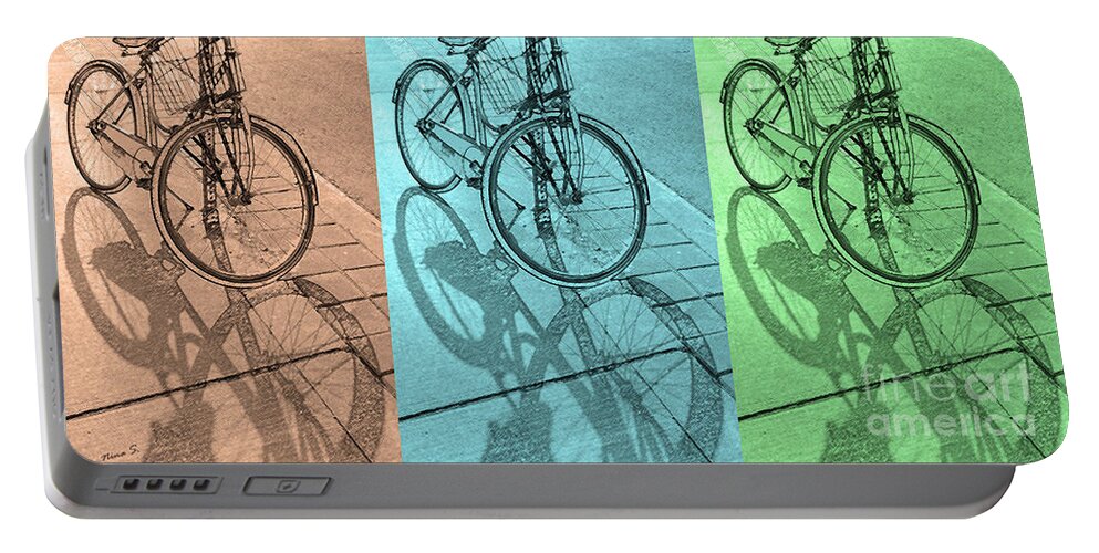Bikes Portable Battery Charger featuring the photograph Tri-coloured Bicycle Print by Nina Silver