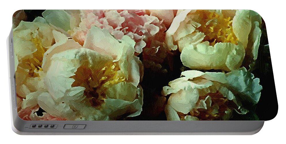 Peonies Portable Battery Charger featuring the painting Tribute to the Old Masters by RC DeWinter