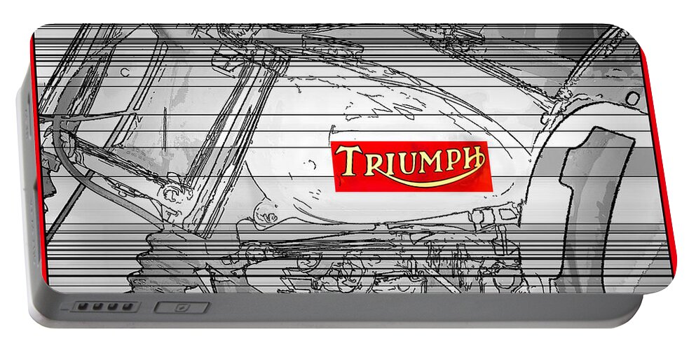 Motorcycle Portable Battery Charger featuring the photograph Triumph B W by Chuck Staley