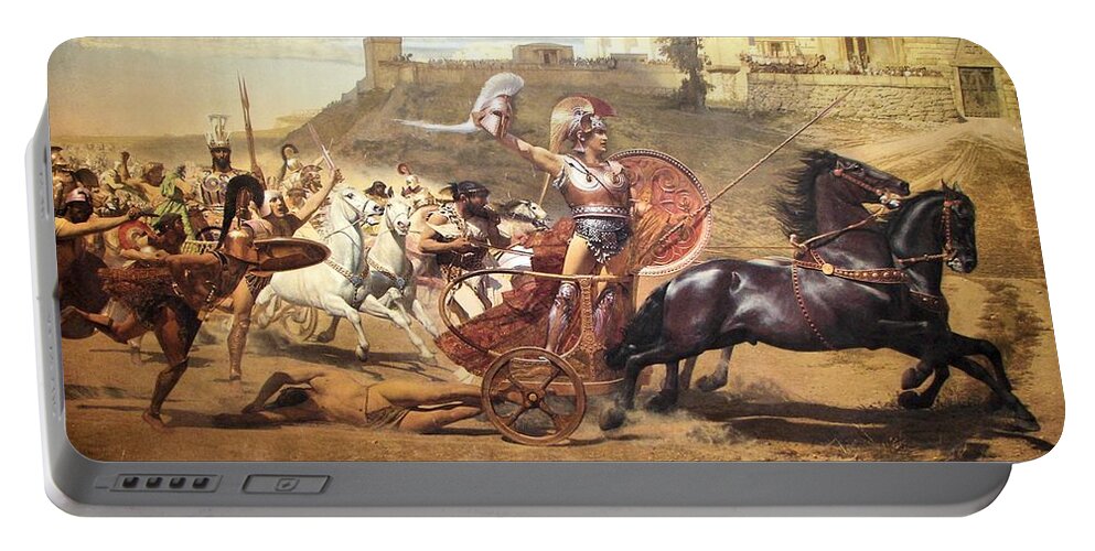 Iliad Portable Battery Charger featuring the painting Triumphant Achilles by Franz von Matsch