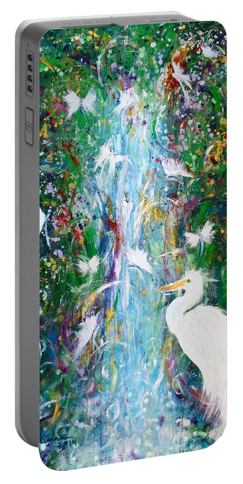 Colorful Portable Battery Charger featuring the painting Tropical Journey 2 by Kume Bryant