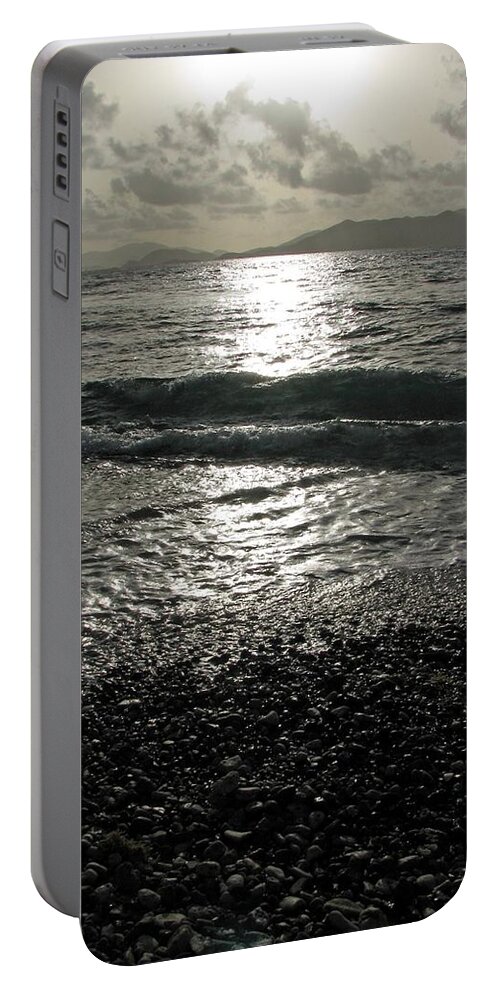 Sapphire Beach Portable Battery Charger featuring the photograph Tropical Mornings - Silhouettes 05 by Pamela Critchlow