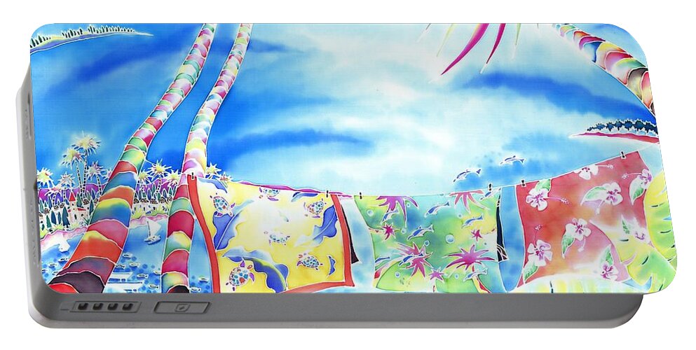 New Caledonia Portable Battery Charger featuring the painting Tropical wind by Hisayo OHTA