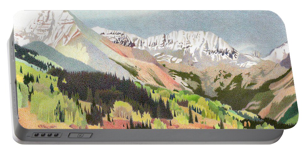 Art Portable Battery Charger featuring the drawing Trout Lake Colorado by Dan Miller