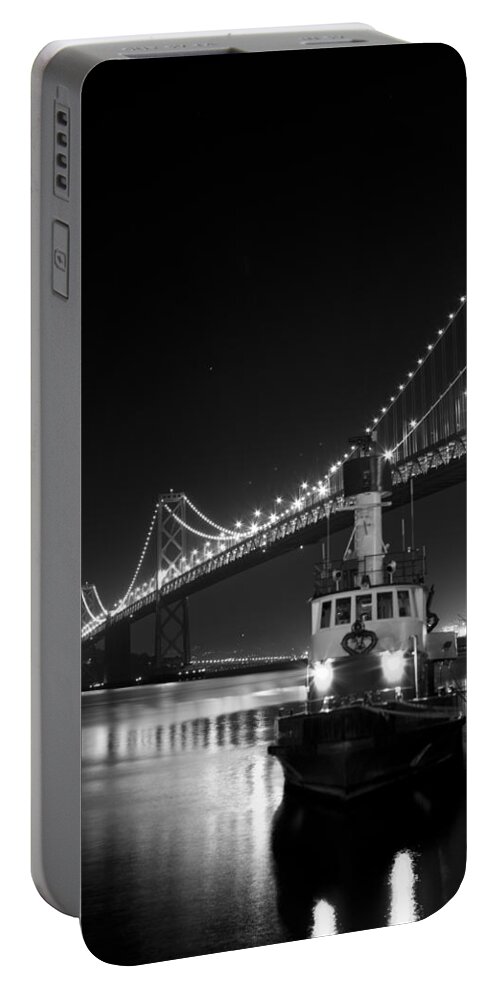 Tugboat Portable Battery Charger featuring the photograph Tugboat Under the Bay Bridge by Bryant Coffey