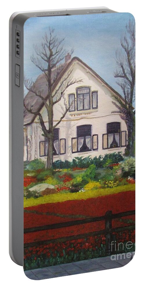 Impressionism Portable Battery Charger featuring the painting Tulip Cottage by Martin Howard
