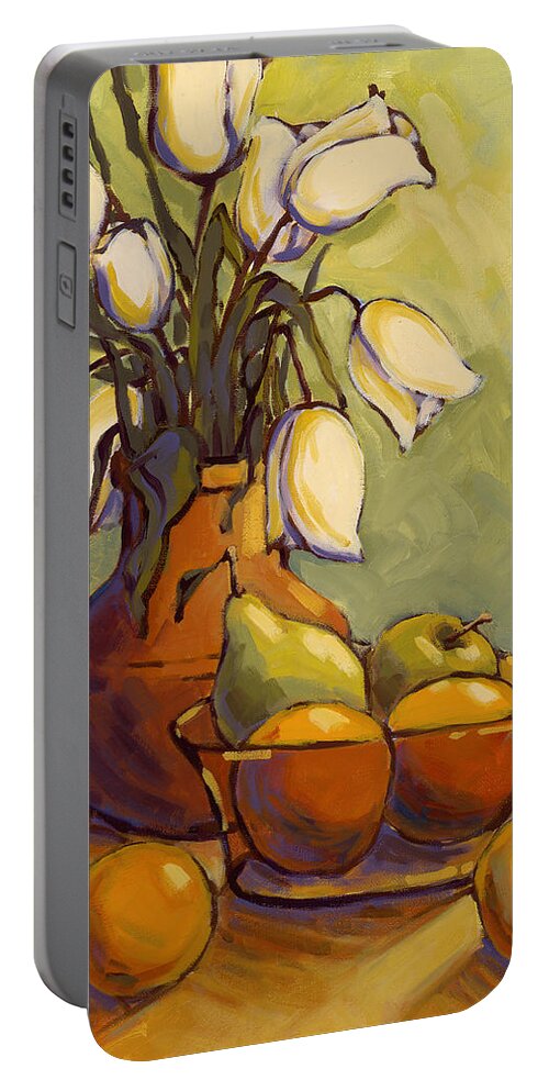 Tulips Portable Battery Charger featuring the painting Tulips 1 by Konnie Kim