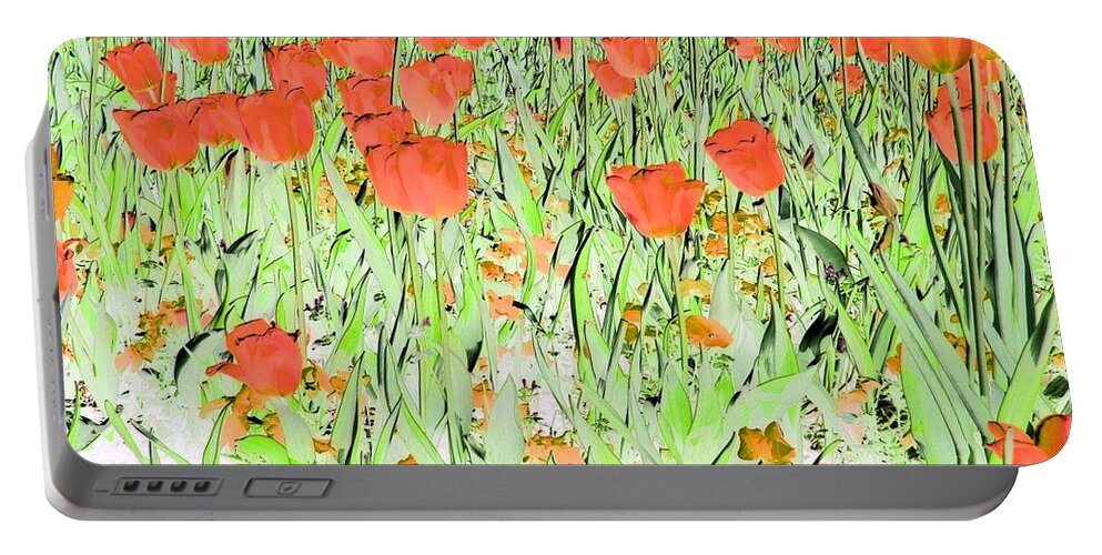 Tulip Portable Battery Charger featuring the photograph Tulips - Field With Love - PhotoPower 1971 by Pamela Critchlow