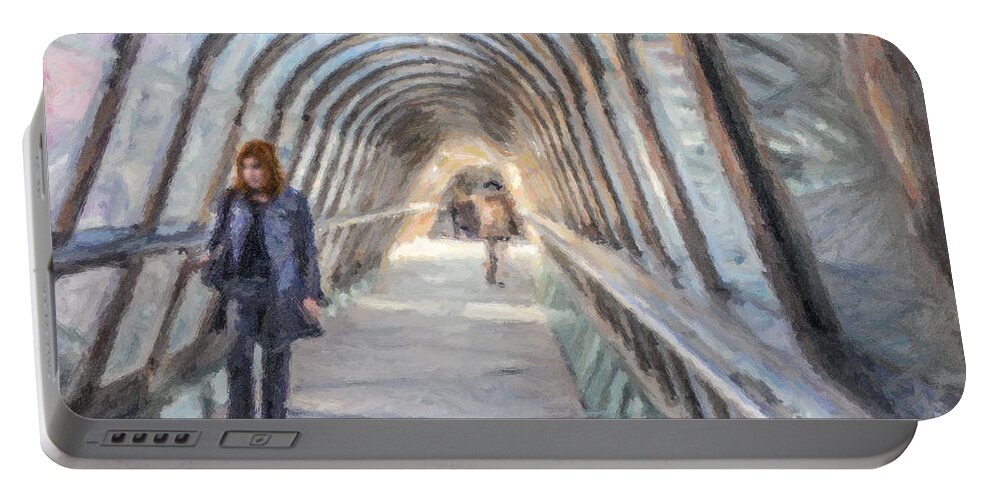 Tunnel Portable Battery Charger featuring the digital art Tunnel by Liz Leyden