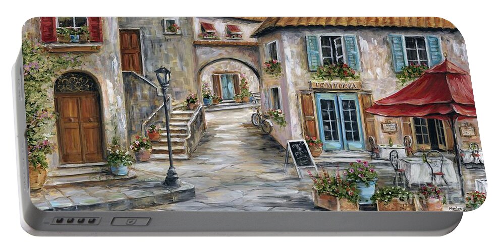 Tuscany Portable Battery Charger featuring the painting Tuscan Street Scene by Marilyn Dunlap