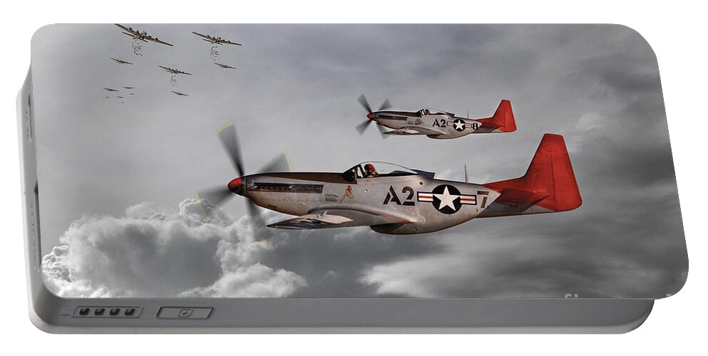 P51 Portable Battery Charger featuring the digital art Tuskegee Airmen by Airpower Art