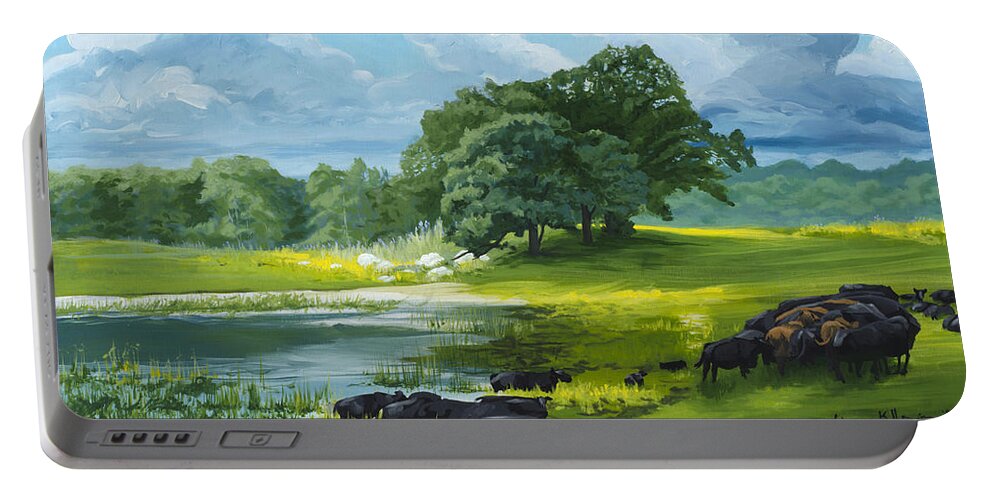Farm Portable Battery Charger featuring the painting Twenty Third Psalm by Lynn Hansen