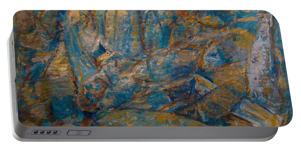 Sea Scape Portable Battery Charger featuring the painting Twilight Sails by Fereshteh Stoecklein