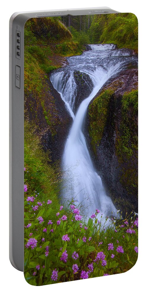 Waterfalls Portable Battery Charger featuring the photograph Twister Falls by Darren White