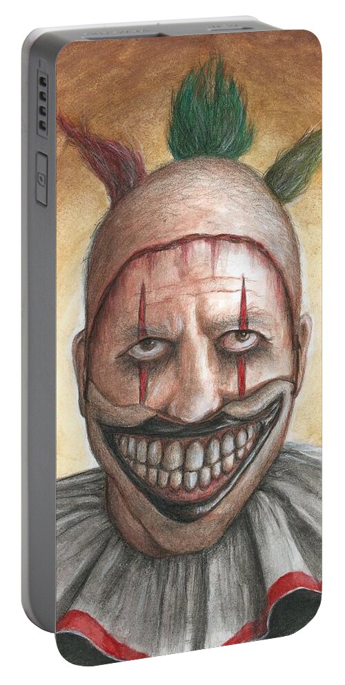 Clown Portable Battery Charger featuring the painting Twisty by Bruce Lennon