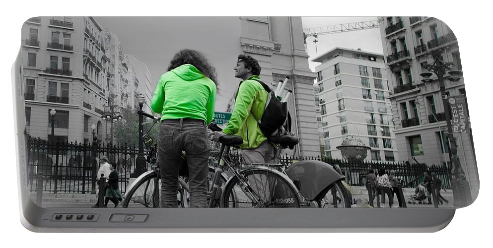 Marseille Portable Battery Charger featuring the photograph Two americans visiting France by Dany Lison