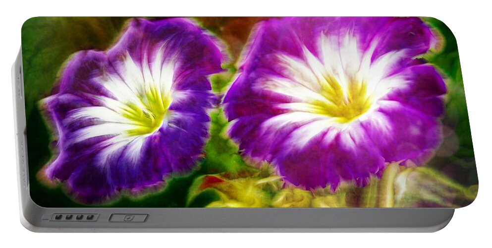 Flowers Portable Battery Charger featuring the digital art Two eyes of Heaven by Lilia S