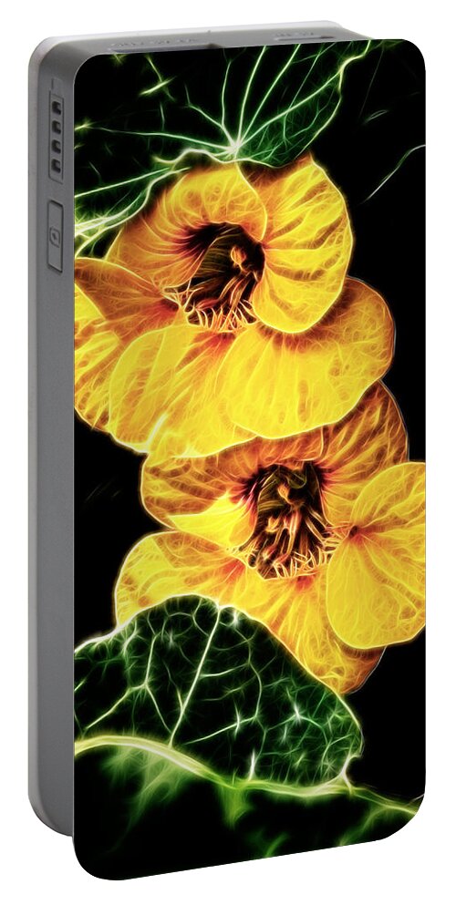 Nasturtium Portable Battery Charger featuring the photograph Two Shy Sisters fractal by Weston Westmoreland