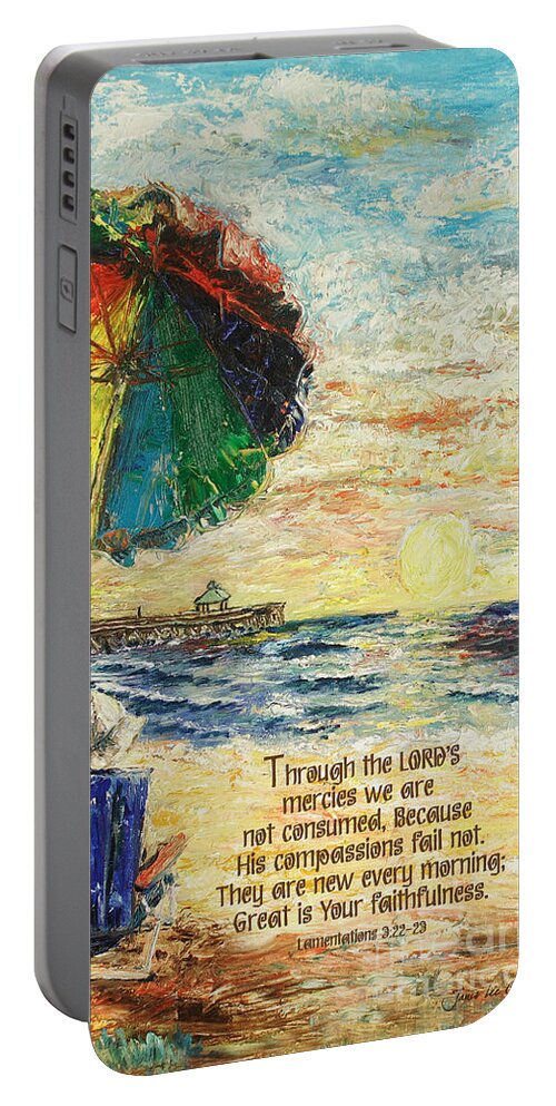 Umbrella Portable Battery Charger featuring the painting Umbrella Sunrise Lamentations 2 by Janis Lee Colon