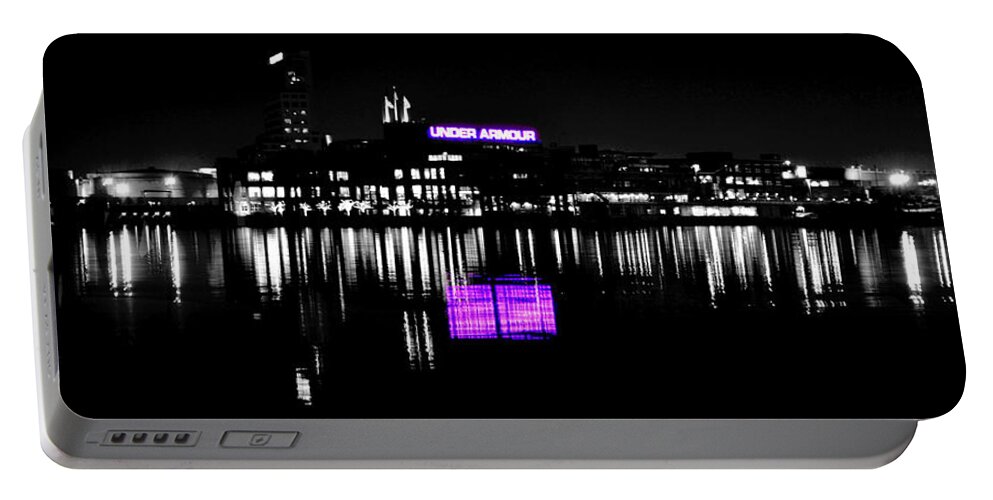 Baltimore Portable Battery Charger featuring the photograph Under Amour at Night - Vibrant Color Splash by Billy Beck