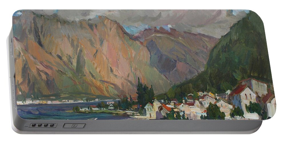 Montenegro Portable Battery Charger featuring the painting Under heaven of Montenegro by Juliya Zhukova