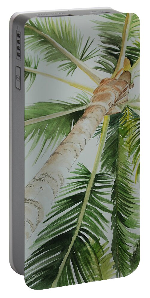 Palm Tree Portable Battery Charger featuring the painting Under the Palm by Teresa Smith