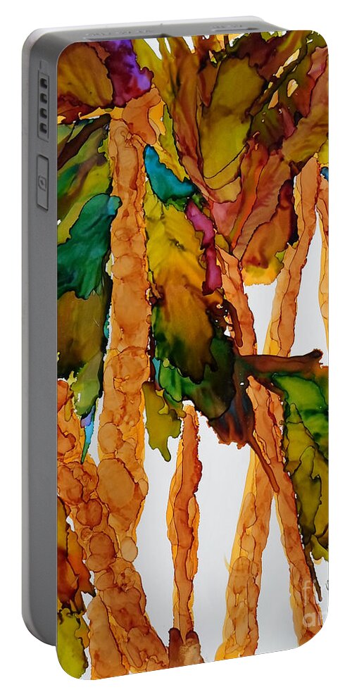 Palm Portable Battery Charger featuring the painting Under the Palm Tree Grove by Vicki Housel