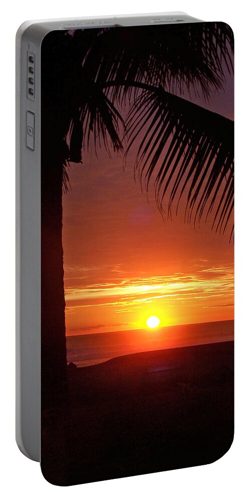 Sunset Portable Battery Charger featuring the photograph Under the Palm Tree by Jennifer Robin