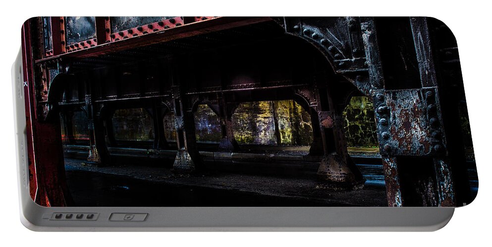 Bridge Portable Battery Charger featuring the photograph Under The Rails by Michael Arend