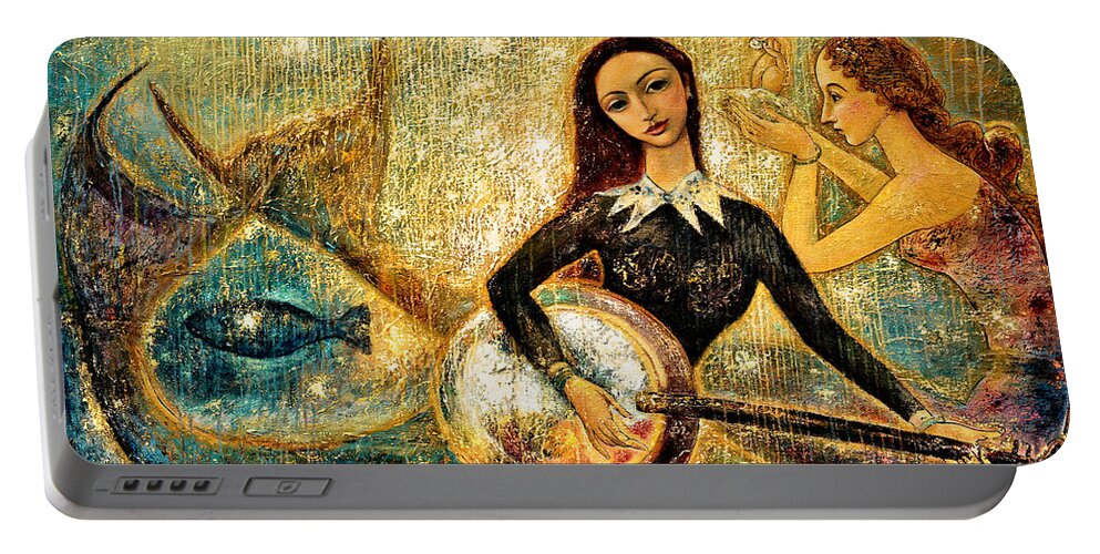 Mermaids Portable Battery Charger featuring the painting UnderSea by Shijun Munns