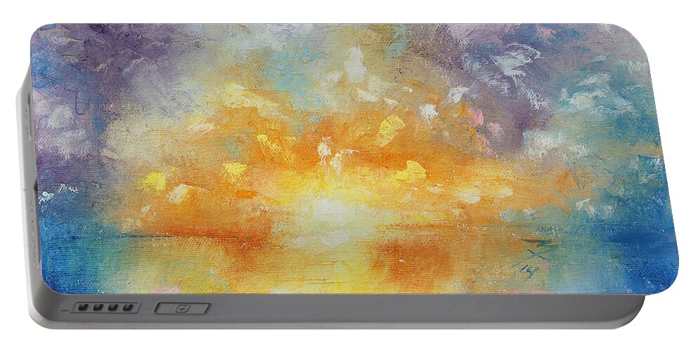 Sunrise Portable Battery Charger featuring the painting Unforeseen Kiss by Meaghan Troup