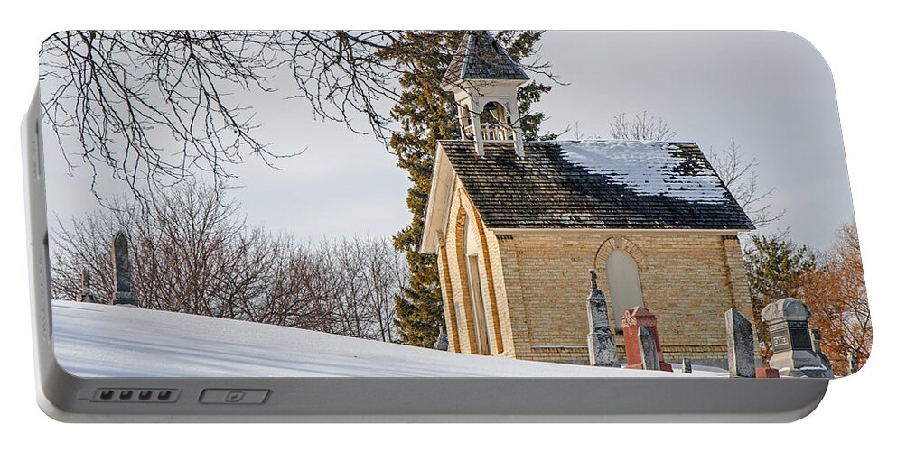 Chapel Portable Battery Charger featuring the photograph Union Cemetery Chapel by Susan McMenamin