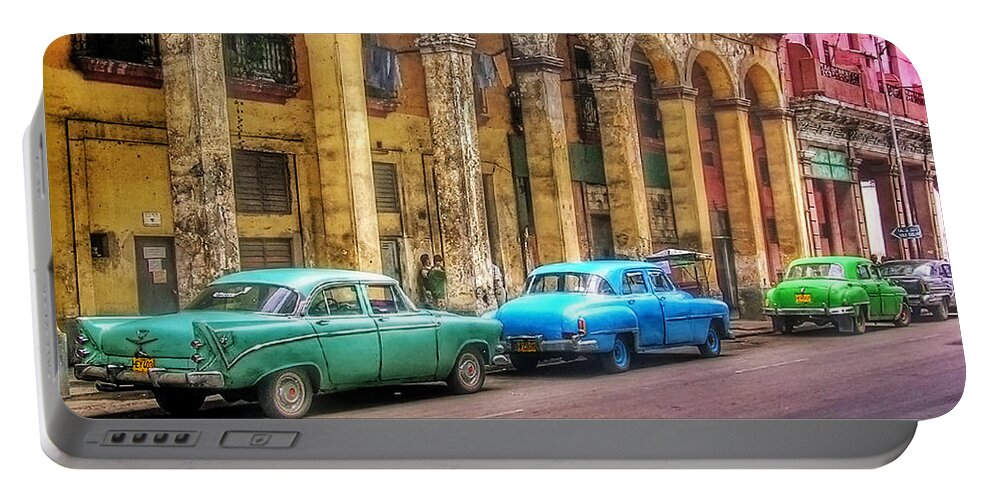 Cuba Portable Battery Charger featuring the photograph United Colors of Coches Habaneros by Carlos Alkmin