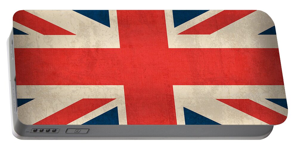 United Kingdom Union Jack England Britain Flag Vintage Distressed Finish London English Europe Uk Country Nation British Portable Battery Charger featuring the mixed media United Kingdom Union Jack England Britain Flag Vintage Distressed Finish by Design Turnpike