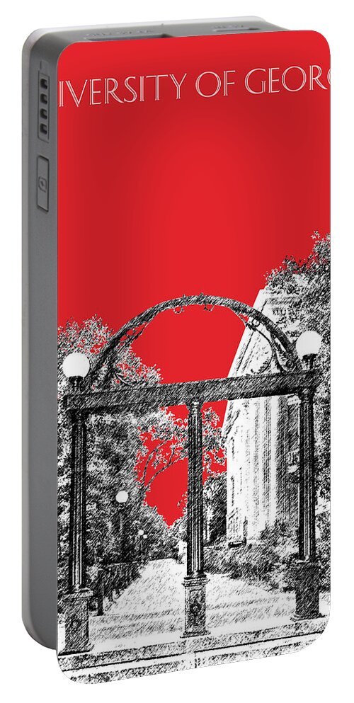 University Portable Battery Charger featuring the digital art University of Georgia - Georgia Arch - Red by DB Artist