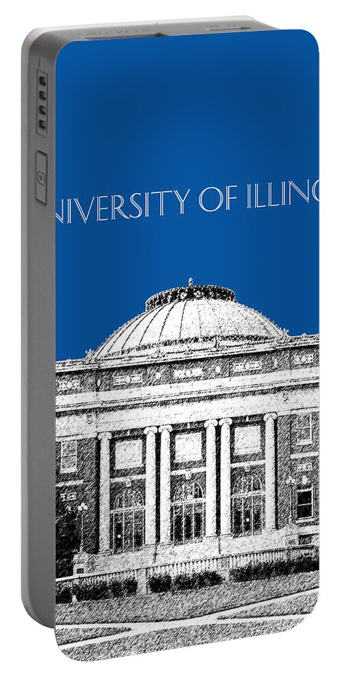 University Portable Battery Charger featuring the digital art University of Illinois Foellinger Auditorium - Royal Blue by DB Artist