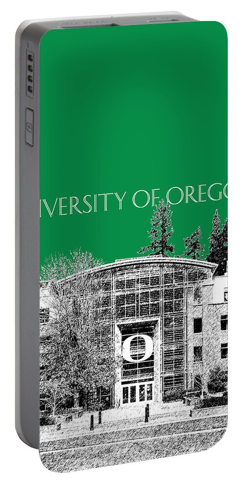University Portable Battery Charger featuring the digital art University of Oregon - Forest Green by DB Artist
