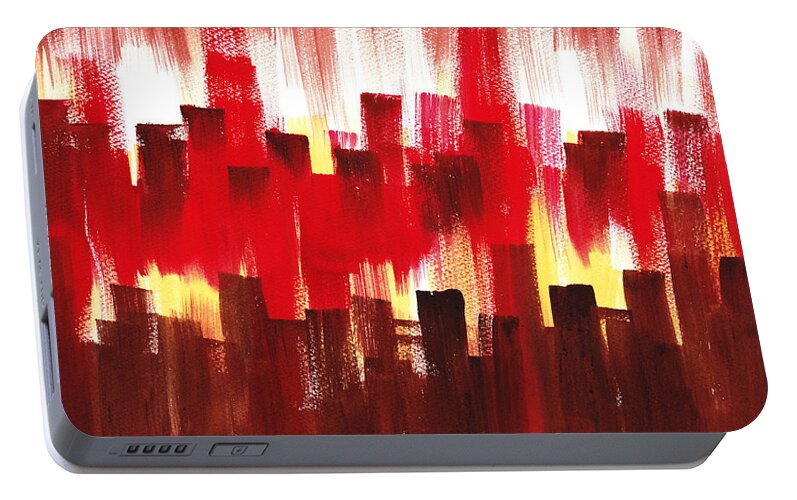 Abstract Portable Battery Charger featuring the painting Urban Abstract Evening Lights by Irina Sztukowski