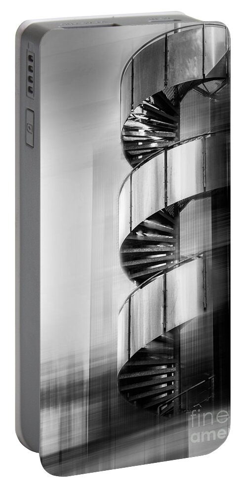 Stairs Portable Battery Charger featuring the photograph Urban Drill - C - Bw by Hannes Cmarits