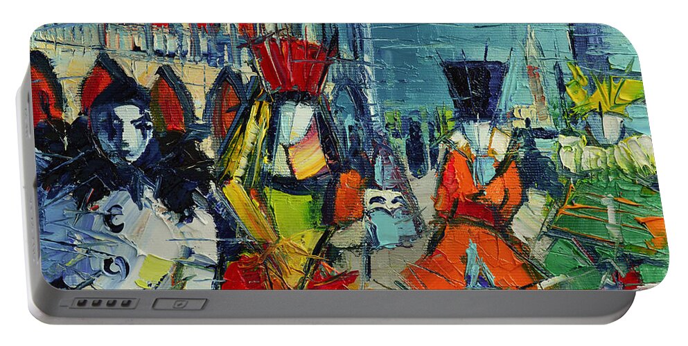 The Carnival Portable Battery Charger featuring the painting Urban Story - The Carnival by Mona Edulesco
