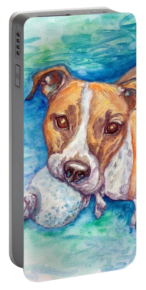 Dog Portable Battery Charger featuring the painting Ursula by Ashley Kujan