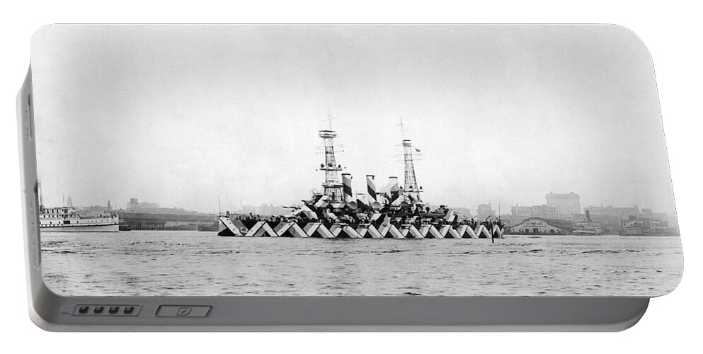 Historic Portable Battery Charger featuring the photograph Us Navy Ship With Dazzle Camouflage, Wwi by Photo Researchers