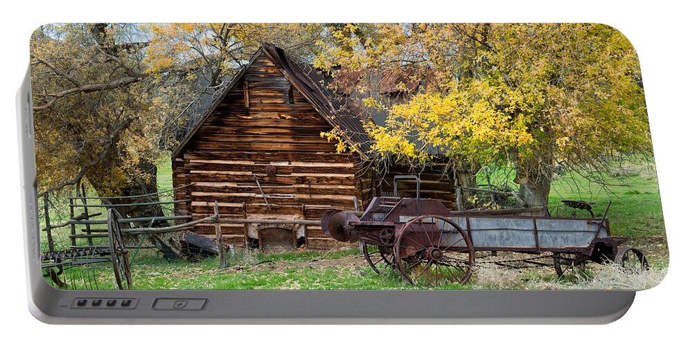 Log Cabins Portable Battery Charger featuring the photograph Utah Homestead by Kathleen Bishop