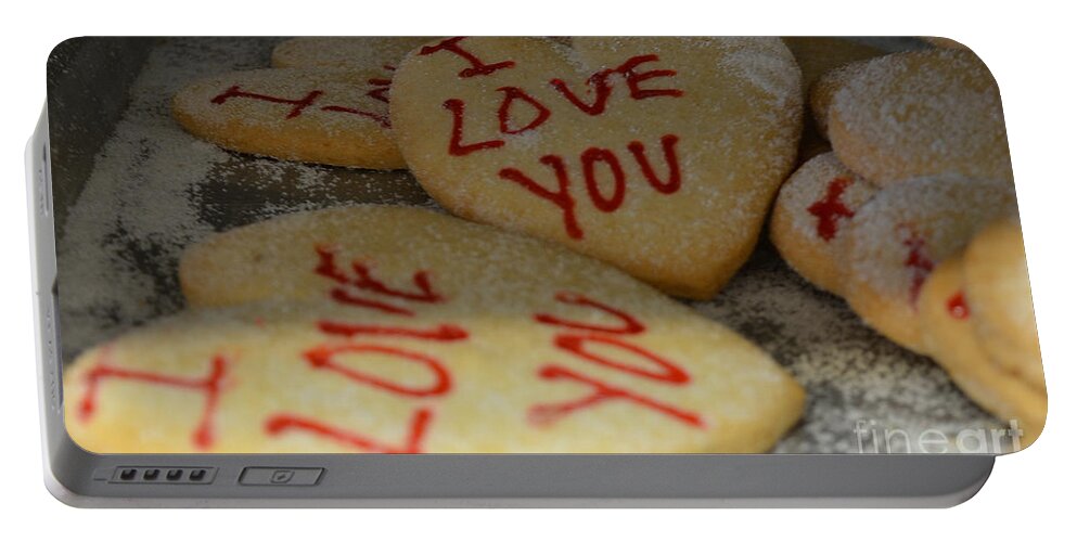 Valentines Portable Battery Charger featuring the photograph Valentine Wishes and Cookies by Randy J Heath