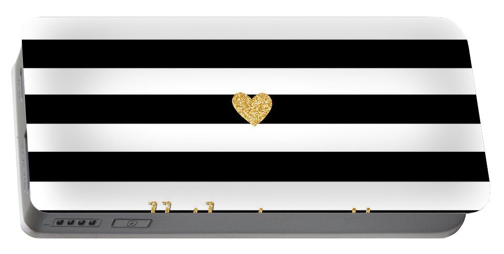 Valentine's Portable Battery Charger featuring the digital art Valentine's Stripe II by South Social Studio