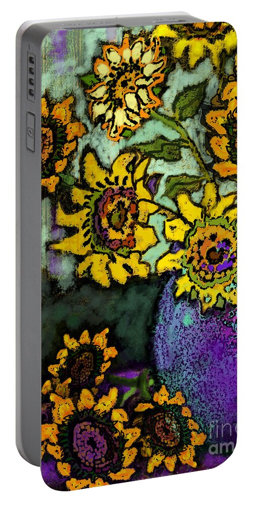 Vincent Portable Battery Charger featuring the digital art Van Gogh Sunflowers Cover by Carol Jacobs