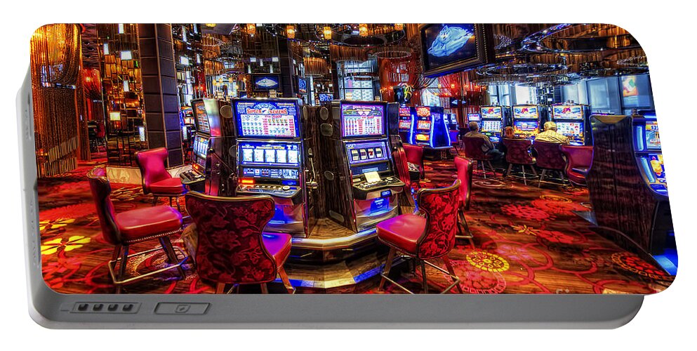 Art Portable Battery Charger featuring the photograph Vegas Slot Machines 2.0 by Yhun Suarez