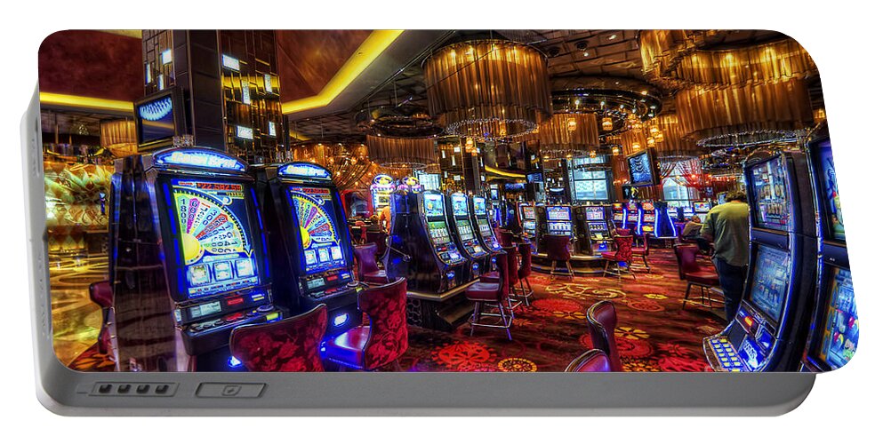 Art Portable Battery Charger featuring the photograph Vegas Slot Machines by Yhun Suarez